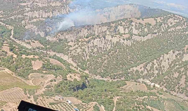 Manisa’da orman yangınına havadan ve karadan müdahale ediliyor