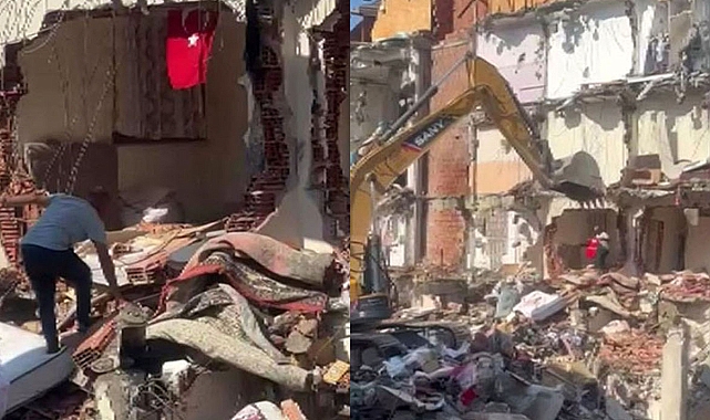 Pendik’te Türk bayrağını görünce yıkımı durdurdu