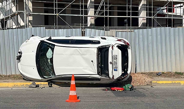 Vince çarparak takla atan otomobilden burnu bile kanamadan çıktı
