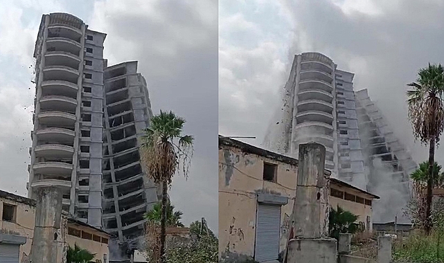 15 katlı binanın yerle bir olduğu anlar kameraya yansıdı