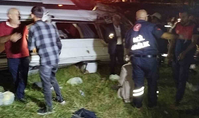 Bingöl'de ata çarpan minibüs şarampole devrildi: 13 yaralı