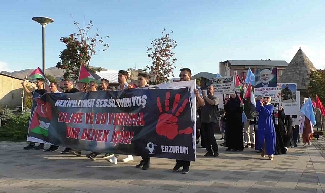 Erzurum'da Sağlık çalışanları Gazze'ye yönelik saldırıları protesto etti
