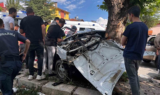 Otomobil ağaca saplandı: 2 yaralı