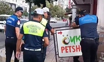 Zabıta ekiplerinden kaldırım işgaline yönelik denetim