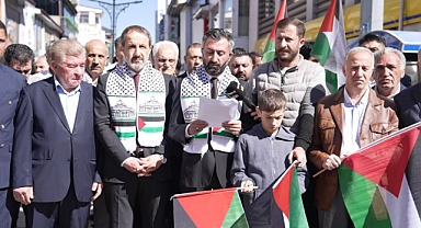 (Tıkla İzle) Ağrı'da Filistin'e destek yürüyüşleri düzenlendi