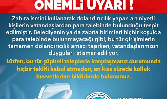 Büyükşehirden dolandırıcılara karşı uyarı
