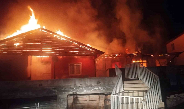 Köyde çıkan yangında 2 ev kullanılamaz hale geldi