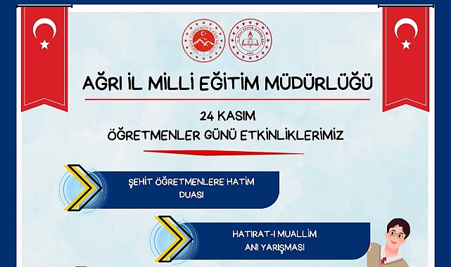Ağrı'da 24 Kasım Öğretmenler Günü kapsamında çeşitli etkinlikler düzenlenecek