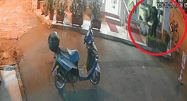 Bisikletli çuval hırsızlığı kamerada