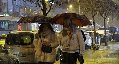 Erzurum'da kar yağışı akşamdan başladı