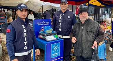 Germencik’te pazar yerlerinde başlatılan tartı uygulaması sürüyor