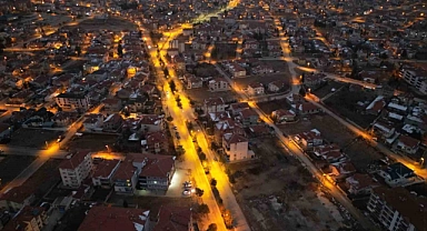 Işıklar içindeki ilçe havadan görüntülendi