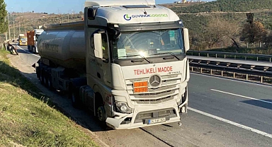 Kimyasal madde yüklü tanker kaza yaptı
