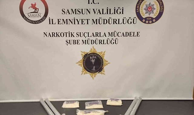 Samsun’da alüminyum boru içinde 768 gram metamfetamin ele geçirildi