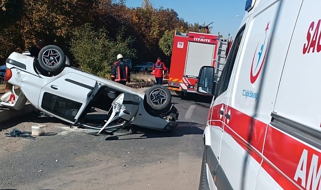 Trafik kazası kontrolden çıkan otomobil takla attı: 2 yaralı