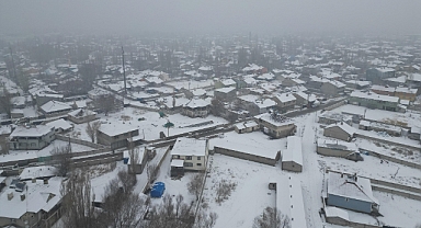 Ağrı'da kar güzelliği dronla görüntülendi (Videolu Haber)