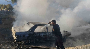 Ayvacık’ta araç yangını