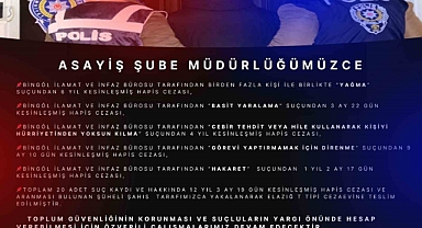 Bingöl’de kesinleşmiş hapis cezası bulunan 6 zanlı yakalandı