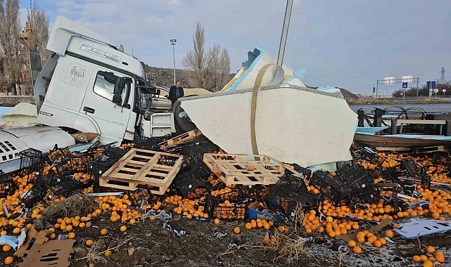 Bitlis'te portakal yüklü tır devrildi: 1 yaralı