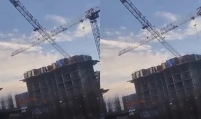 Diyarbakır'da inşaat alanında vinç devrildi!