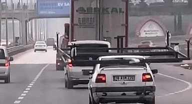 İnegöl’de tehlikeli taşıma kamerada