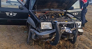 Kamyonet trafik ışığı direğine çarptı: Sürücü ağır yaralı