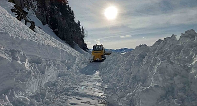 Kar nedeniyle ulaşıma kapanan Artvin’in Macahel Geçidi’nde yol açma çalışmaları 10 gündür devam ediyor