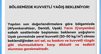 Uşak Valiliğinden kuvvetli yağış uyarısı