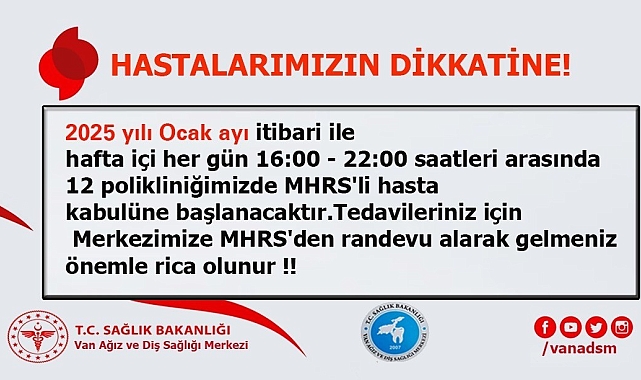 Van ADSM'de akşam polikliniği hizmeti başlıyor
