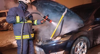 Van’da park halindeki otomobilde yangın