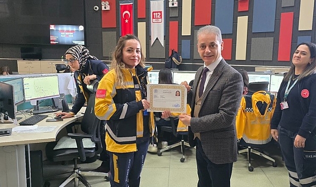 Erzincan'da 112 Acil Çağrı Merkezi çalışanlarına başarı belgesi