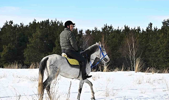 Erzurum Valisi Mustafa Çiftçi'den atla kar safarisi