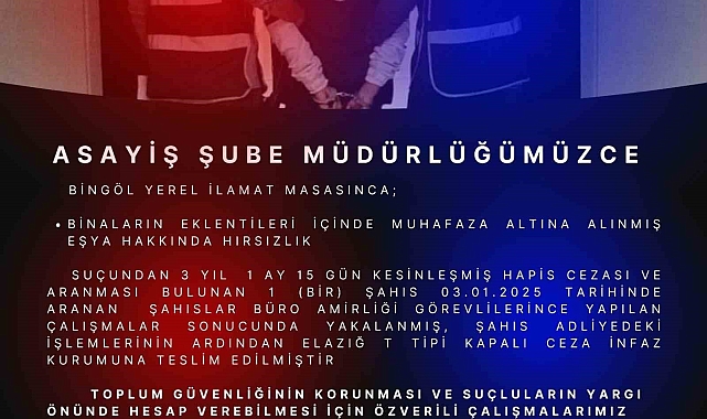 Hakkında 3 yıl kesinleşmiş hapis cezası bulunan şahıs yakalandı