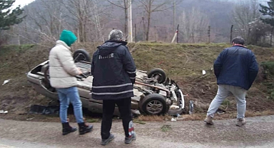 Takla atan araçta burnu bile kanamadı