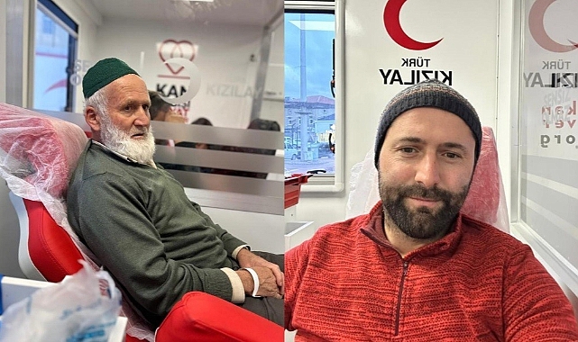 Tavşanlı’da baba oğul kan bağışladı
