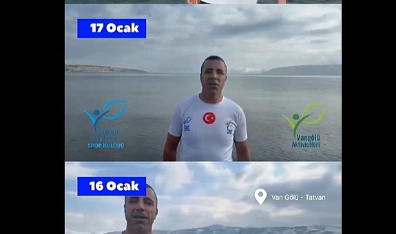 Van Gölü Aktivistlerinden Kış Yüzme Şenliği: "Van Gölü Kirlenmesin, Mavi Kalsın"