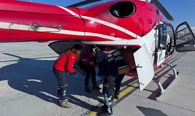 Van'da hamile kadın ambulans helikopter ile Van'a getirildi