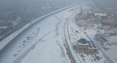 Ağrı’nın kış manzarası havadan görüntülendi