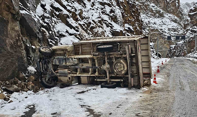Erzurum'da kamyonet kayalıklara çarptı: 1 yaralı
