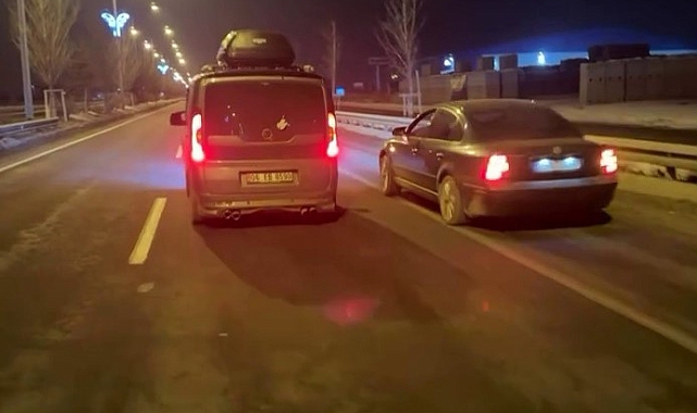 Erzurum'da Trafiğe açık yolda yarış yaptılar