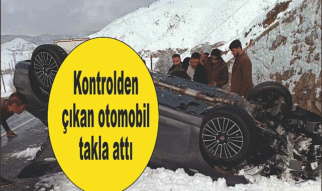 Kontrolden çıkan otomobil takla attı, yaralılar var