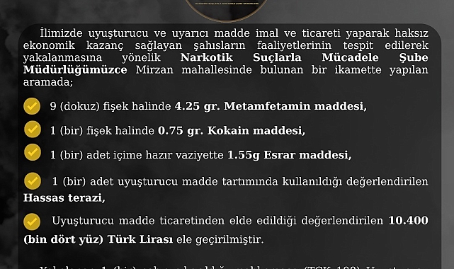 Polis Bingöl'de uyuşturucu operasyonu: 1 tutuklama
