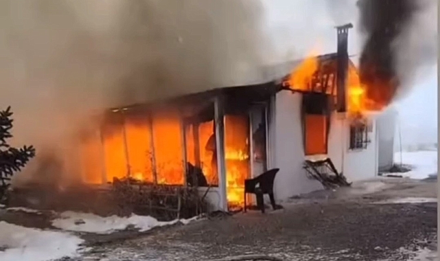 Prefabrik ev alevlere teslim oldu
