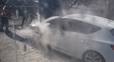 Van'da park halindeki otomobil alev alarak yandı