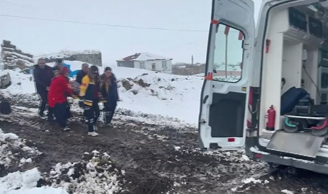 Kars'ta ekipler boynu kırılan yaşlı kadın için seferber oldu