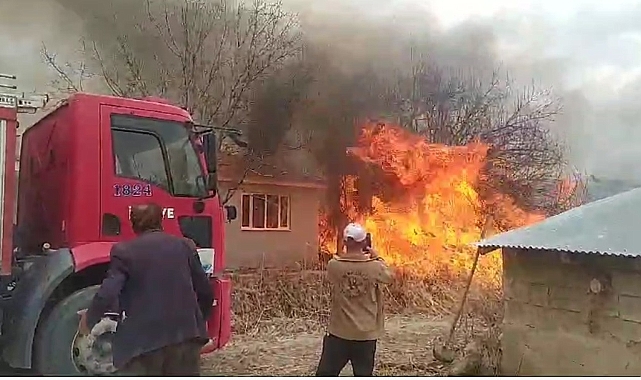 Van'ın Gürpınar ilçesinde anız yangını korkuttu