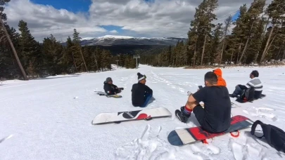 İlkbaharın  ortasında snowboard keyfi