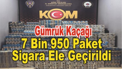 Ağrı’da Gümrük kaçağı 7 bin 950 paket sigara ele geçirildi