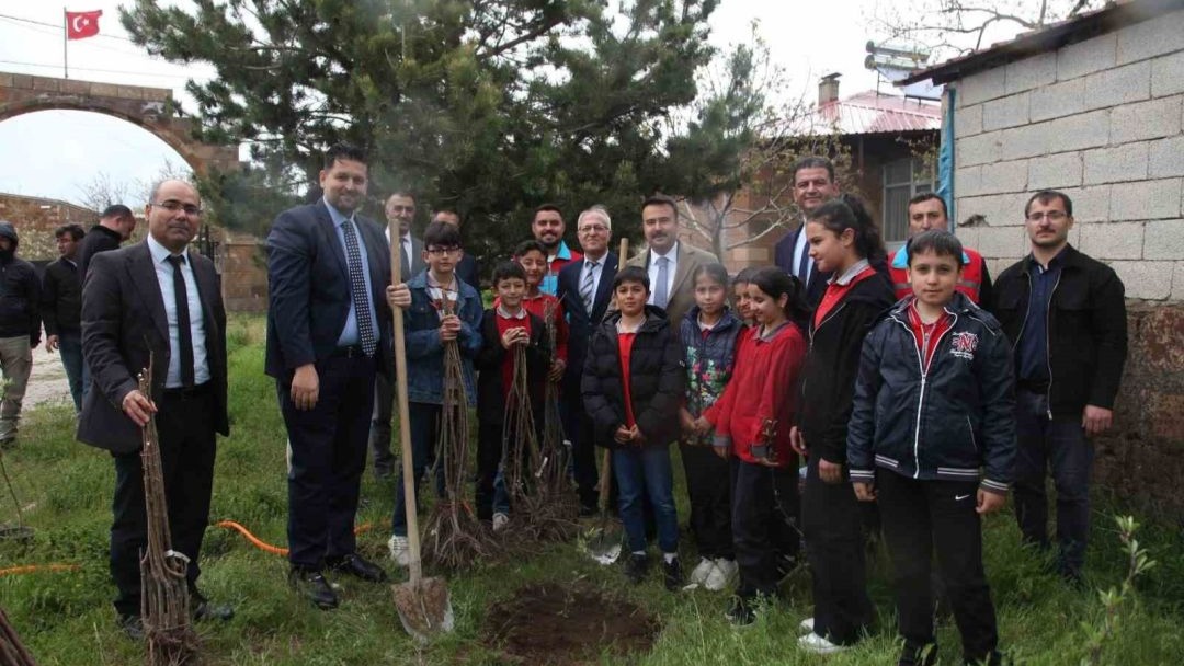 Bitlis Ahlat’ta öğrencilere 2 bin meyve fidanı dağıtıldı