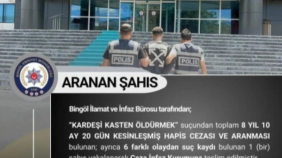 Bingöl’de 8 yıl kesinleşmiş hapis cezası bulunan zanlı yakalandı